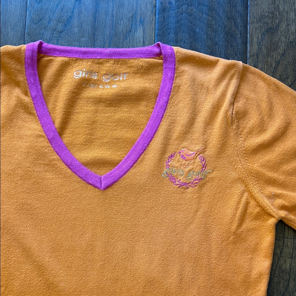 Sweater by Girls Golf BIRDIE Orange / Tangerine and Pink Size Medium - Picture 4 of 6